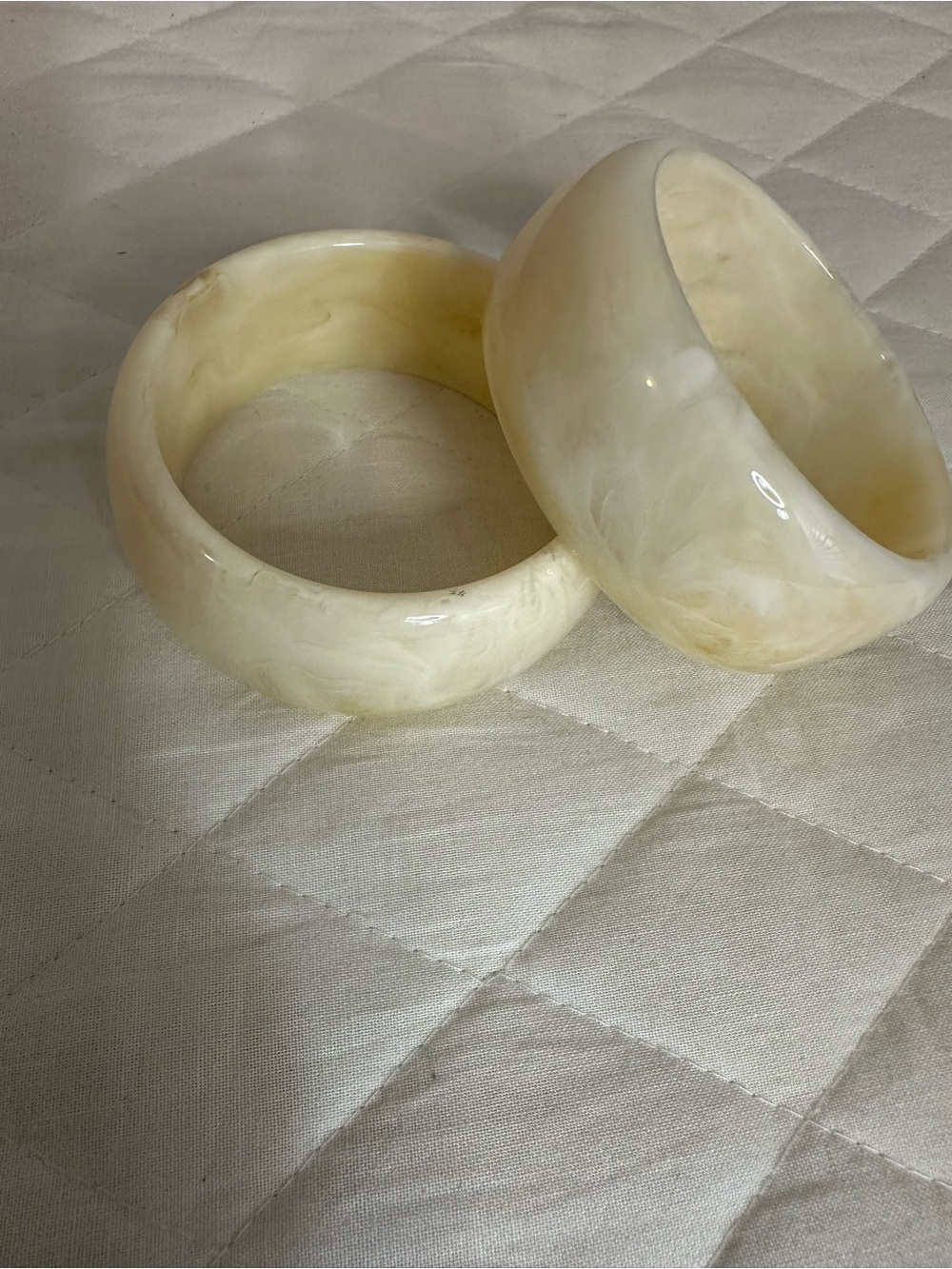Womens Ivory Marbled Resin Bangle Bracelets - Set of 2 jewelry